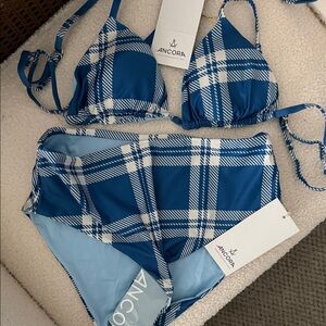 Ancora Blue Plaid Bikini Set